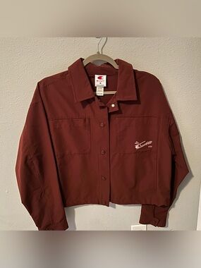 Champion Women's Cropped Button-Up Jacket in Brown